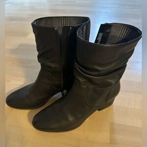 Abeo Black Leather Heeled Boots